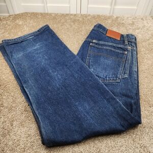 Sean John Denim Mens Dark Wash Jeans Embroidered Logo Size 38x34 Wide Leg Baggy